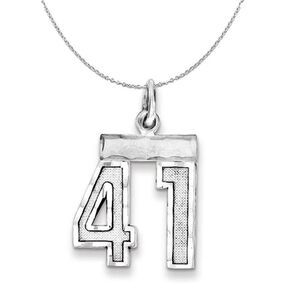 Silver, Varsity Collection, Small D/C Number 41 Necklace - 24 In